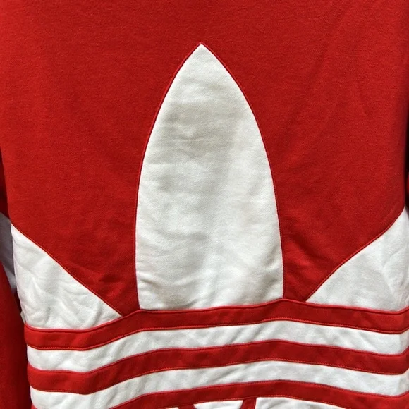 Adidas Red and White Logo Crewneck Sweatshirt Youth Sz Large - Picture 4 of 11
